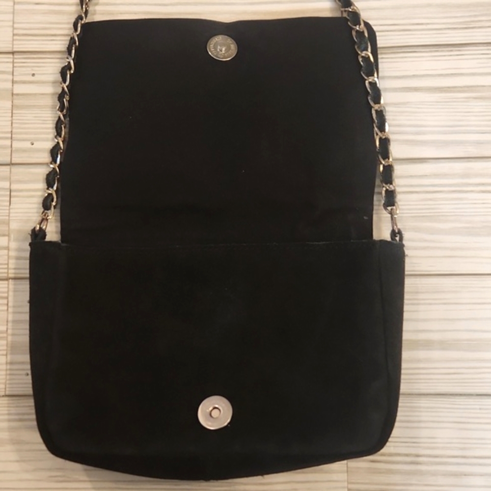 Womens Free People black suede sequin floral chain strap bag. - Picture 5 of 16